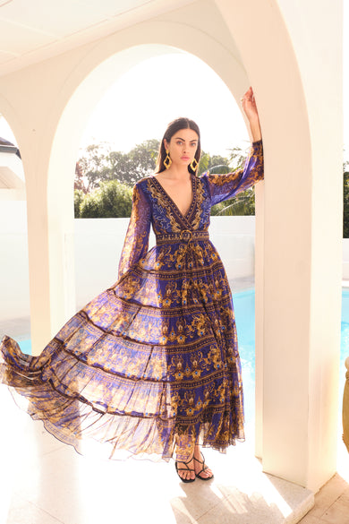shirred maxi dress EMPRESS VN – Zariaah RENTAL PERIOD:Try-On Mon/Tues ONLY collection:SS26 music festivals Johnathan Kayne | Shades