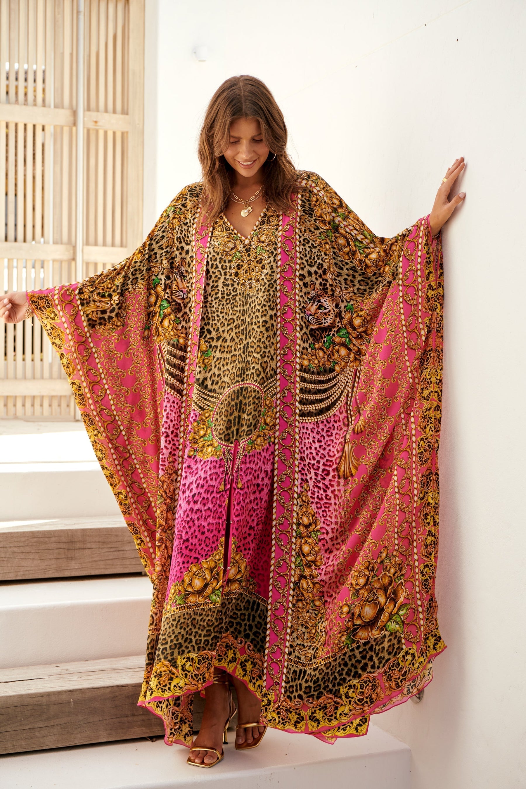 PRINCESS LEOPARD LONG CAPE WITH DRESS