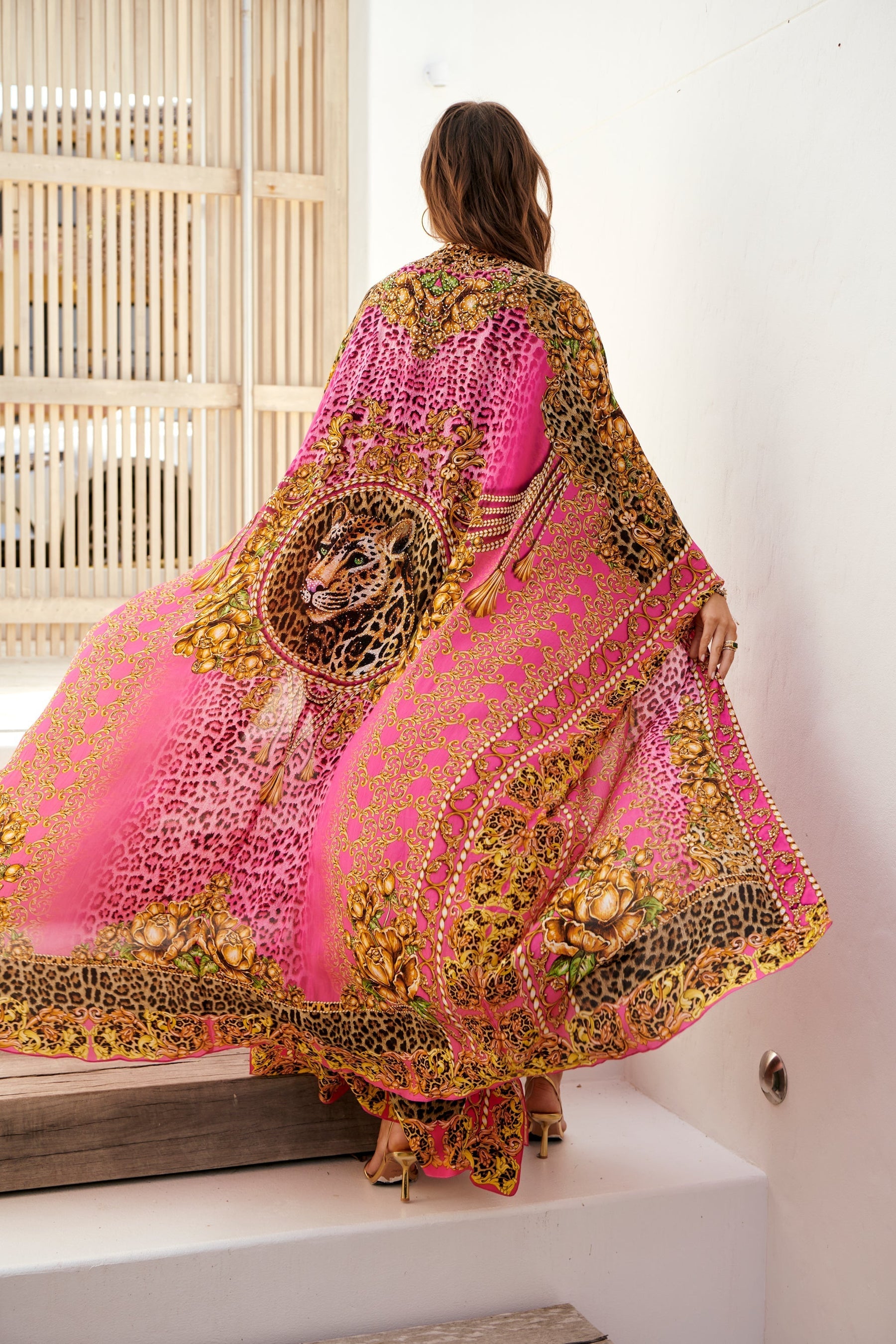 PRINCESS LEOPARD LONG CAPE WITH DRESS