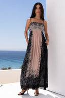 BLACK PAISLEY S-S MIDI DRESS