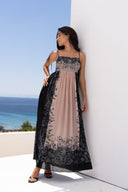 BLACK PAISLEY S-S MIDI DRESS