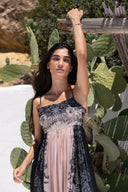 BLACK PAISLEY S-S MIDI DRESS