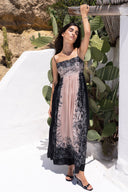 BLACK PAISLEY S-S MIDI DRESS