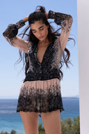 BLACK PAISLEY MINI SHIRT DRESS