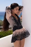 BLACK PAISLEY MINI SHIRT DRESS