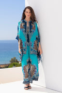BLUE TIGRESS KAFTAN TOP W SLEEVES - Czarina