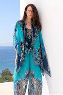 BLUE TIGRESS KAFTAN TOP W SLEEVES - Czarina