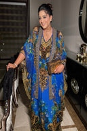 Blue Leopardess Slip Dress with Cape Set