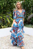 LOST IN AZURE CROSS OVER MAXI DRESS - Czarina
