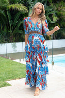 LOST IN AZURE CROSS OVER MAXI DRESS - Czarina