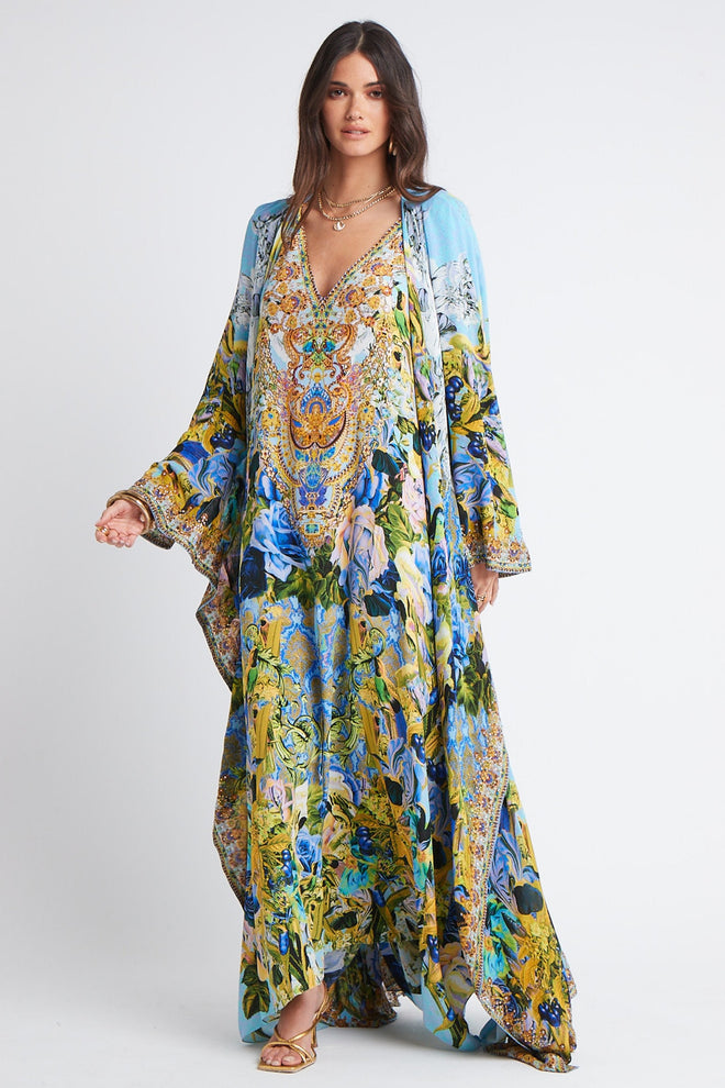 BLOOM GARDEN LONG SILK ROBE