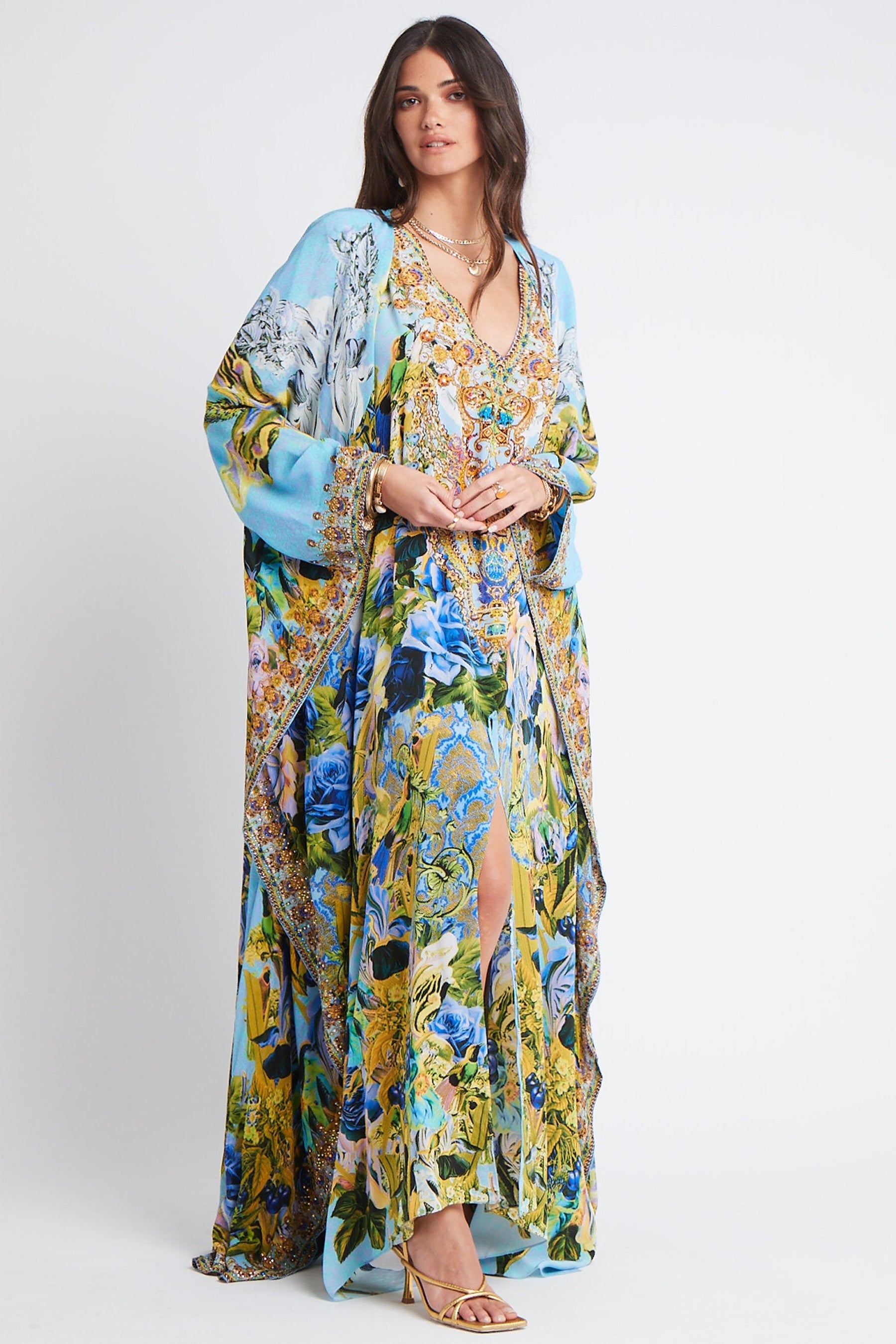 BLOOM GARDEN LONG SILK ROBE