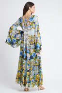 SUMMER BLUES MAXI DRESS W BELL SLEEVES