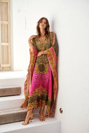 PRINCESS LEOPARD SILK BIG WIDTH LONG KAFTAN