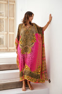 PRINCESS LEOPARD SILK BIG WIDTH LONG KAFTAN
