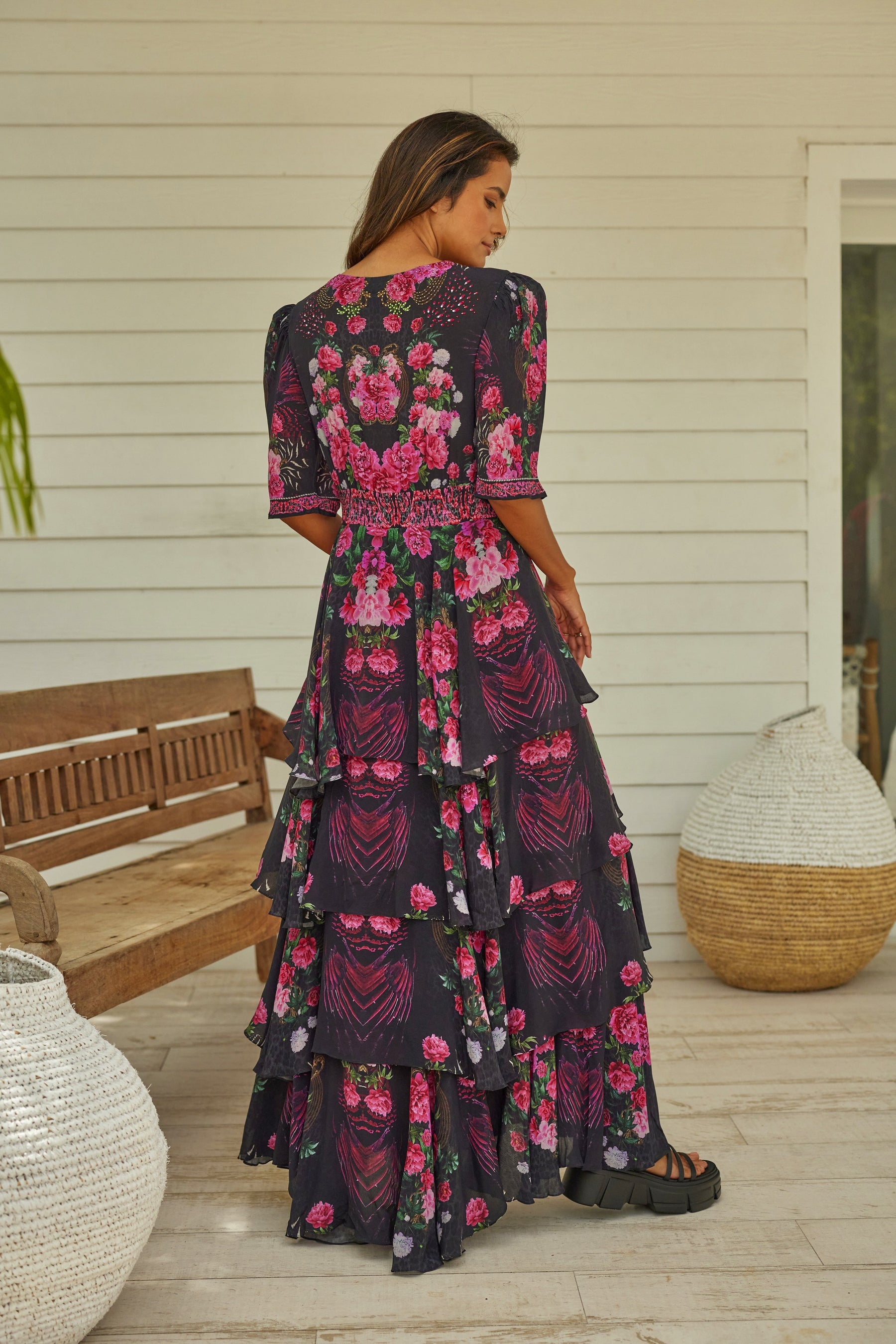 ROMANTIC JEWELS CROSS OVER MAXI DRESS