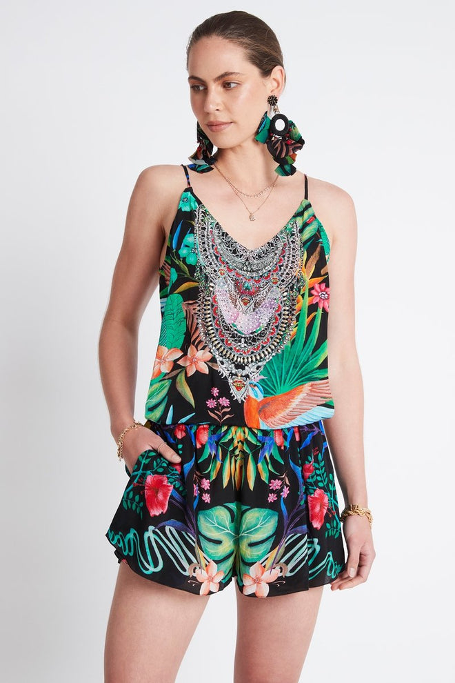 TROPICAL FLORALS PLAYSUIT