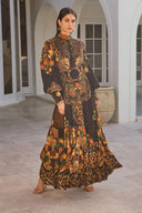 BLACK LEOPARDESS BUTTON DOWN MAXI DRESS - Czarina