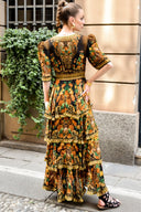 BLACK LEOPARDESS CROSS OVER MAXI DRESS - Czarina