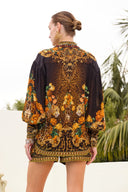 BLACK LEOPARDESS CUFFED SHIRT - Czarina