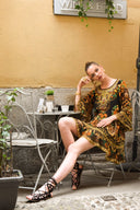 BLACK LEOPARDESS FRILL DRESS - Czarina