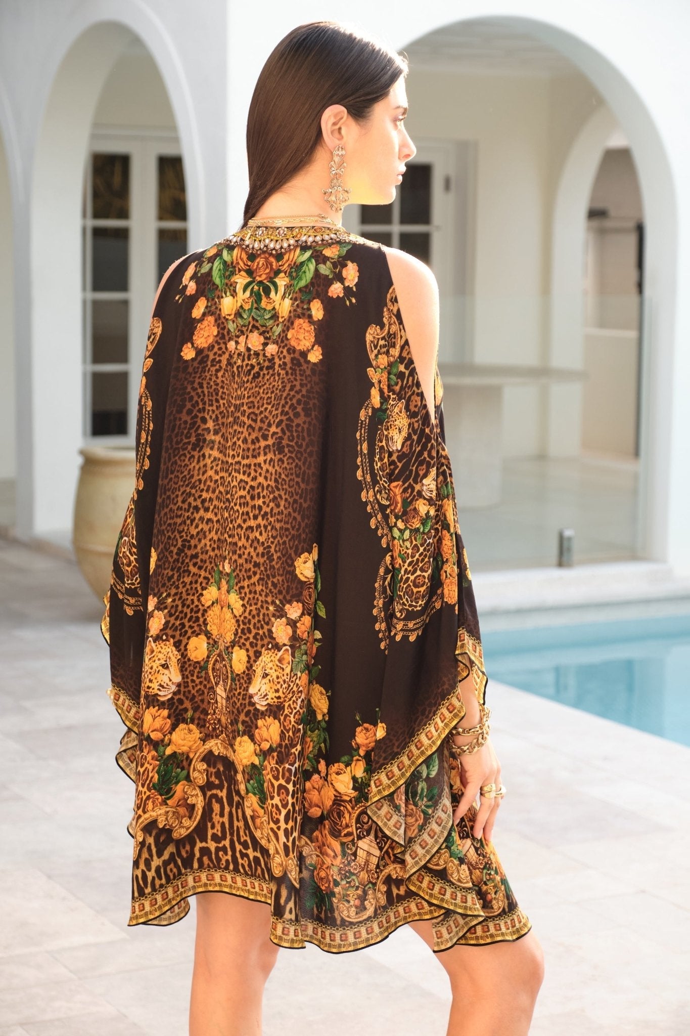 BLACK LEOPARDESS KAFTAN DRESS - Czarina