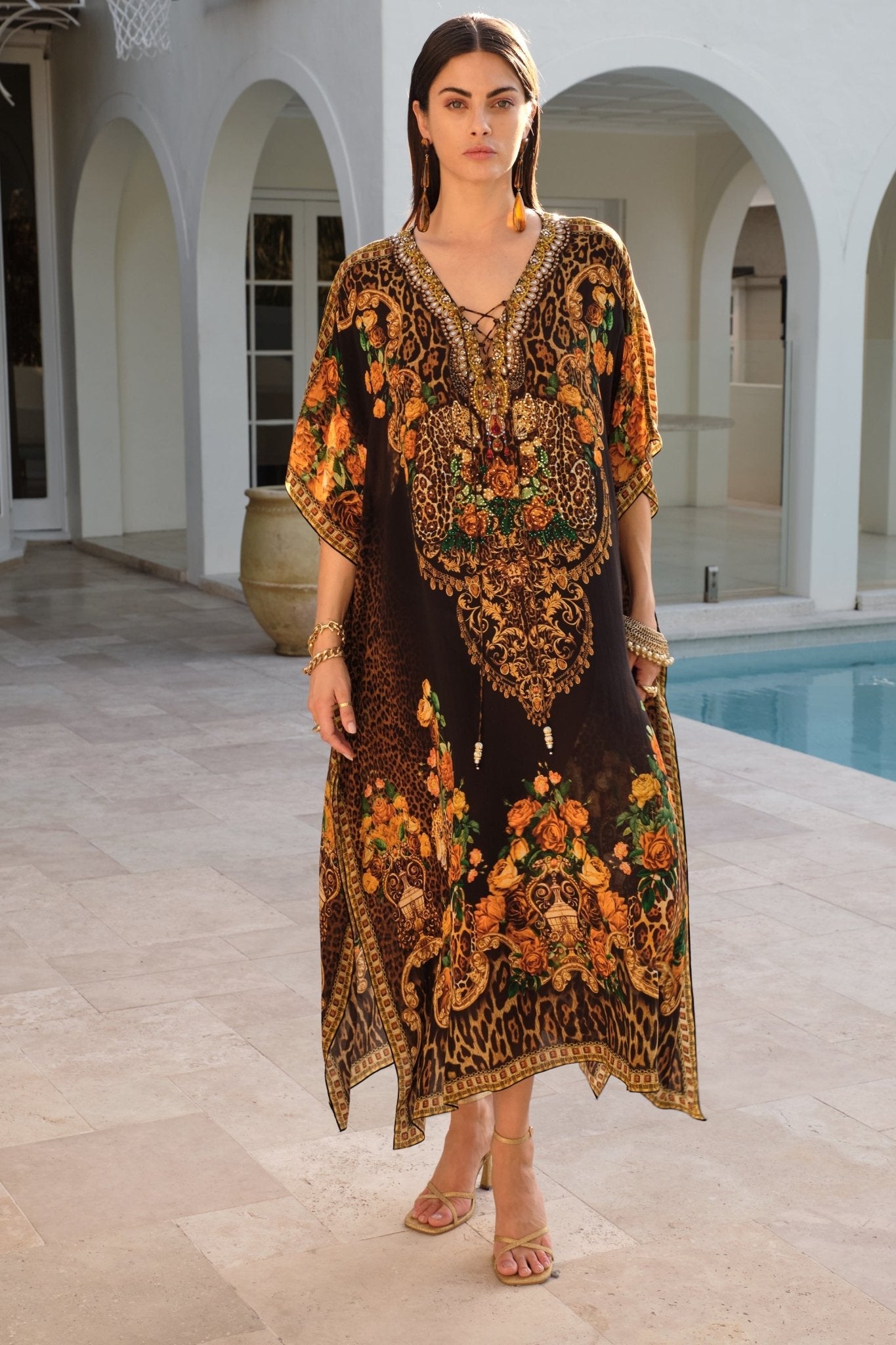 BLACK LEOPARDESS MEDIUM KAFTAN - Czarina