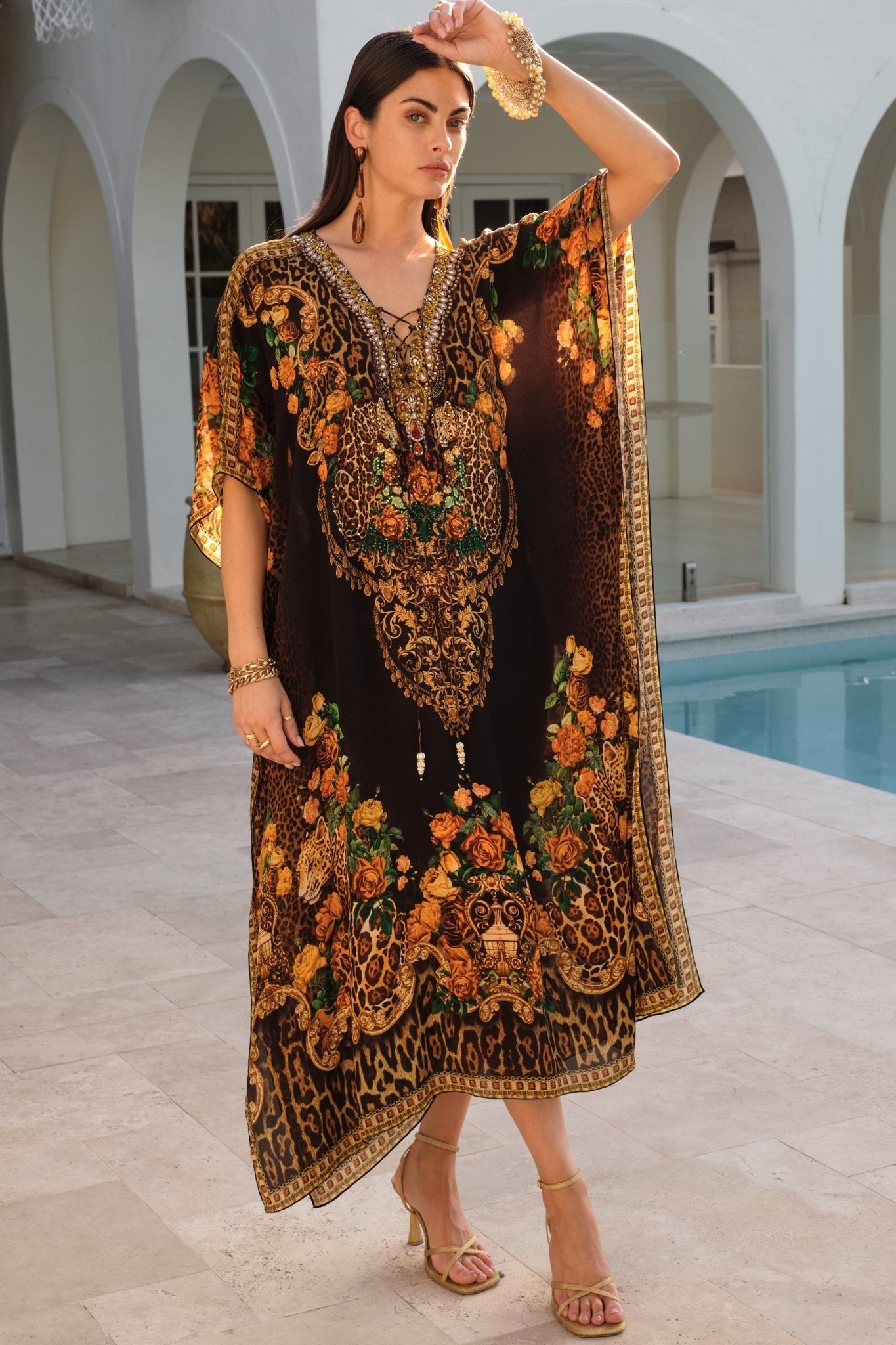 BLACK LEOPARDESS MEDIUM KAFTAN - Czarina