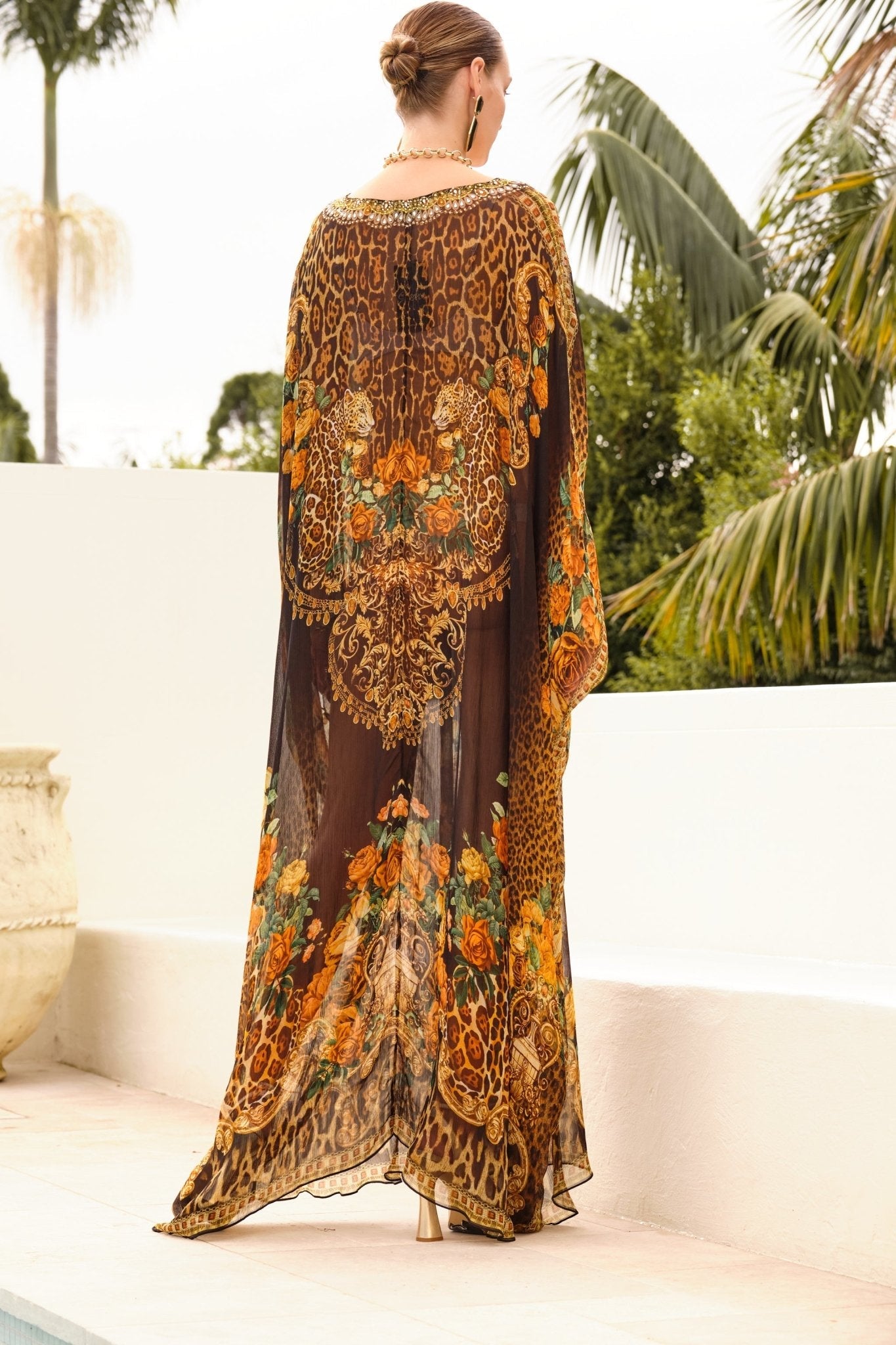 BLACK LEOPARDESS TAB KAFTAN - Czarina