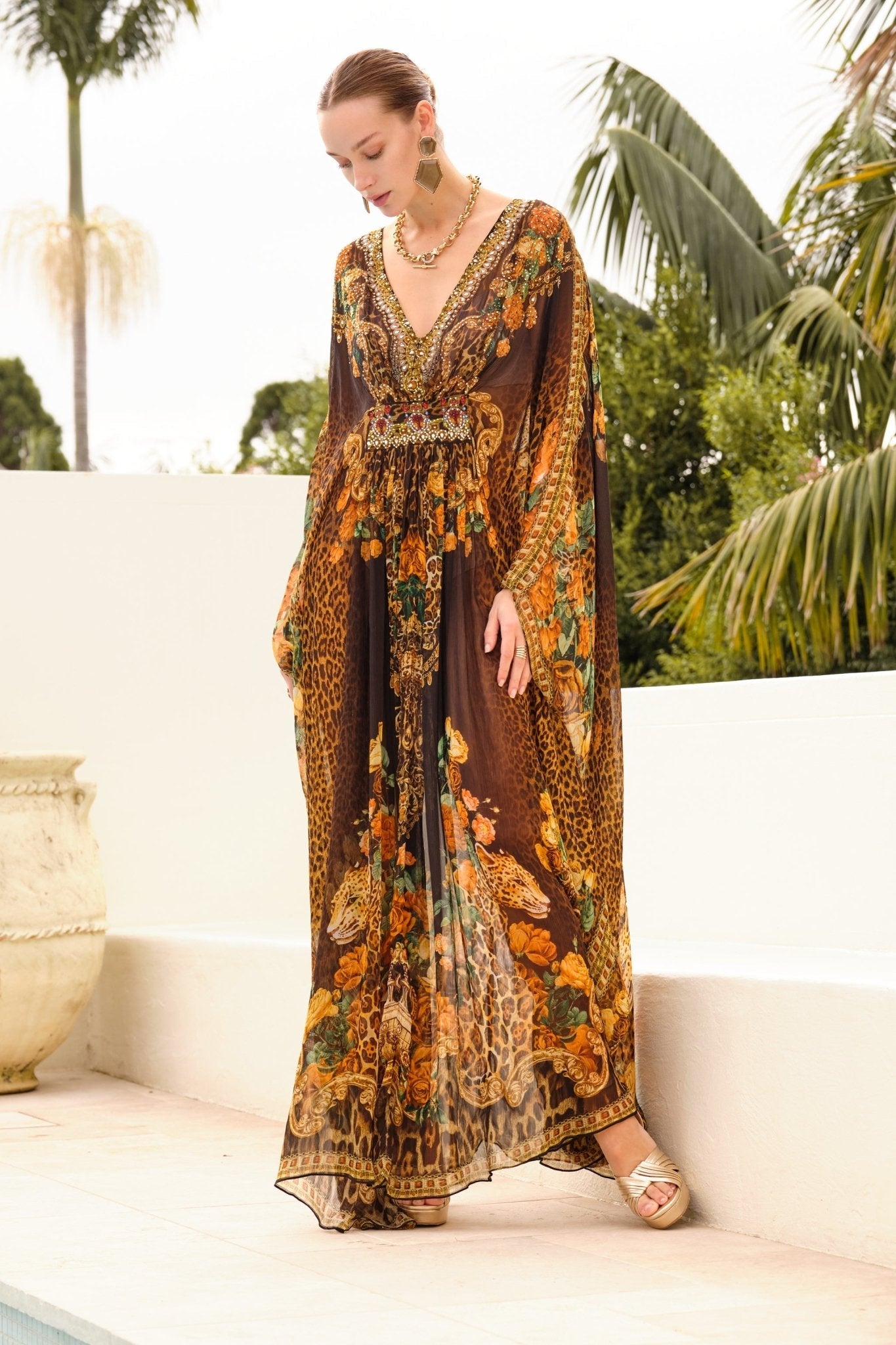 BLACK LEOPARDESS TAB KAFTAN - Czarina