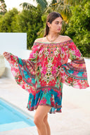 BLUE BLOSSOM FRILL DRESS - Czarina