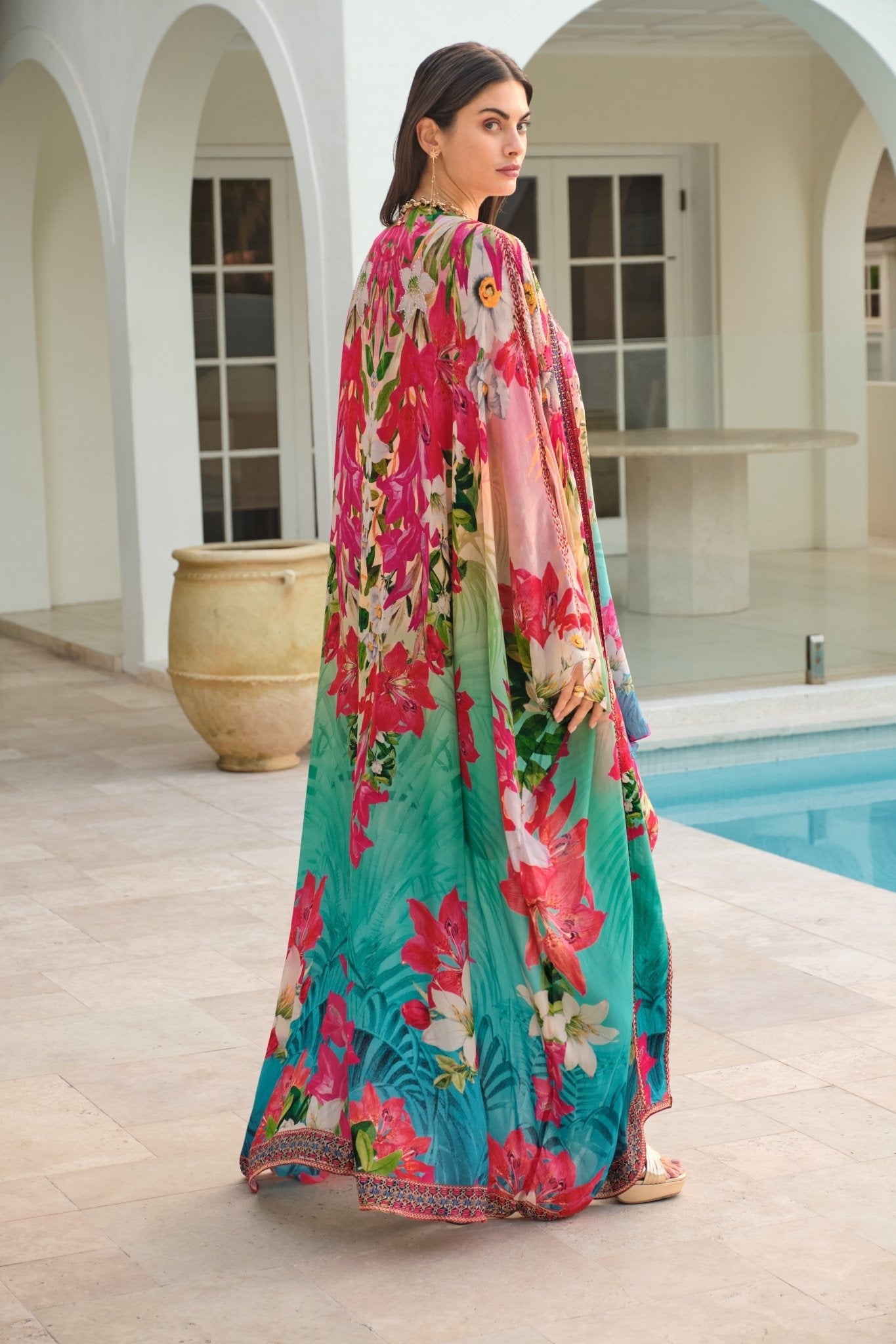 BLUE BLOSSOM LONG CAPE - Czarina