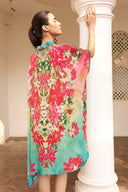 BLUE BLOSSOM MIDI COLLAR KAFTAN - Czarina