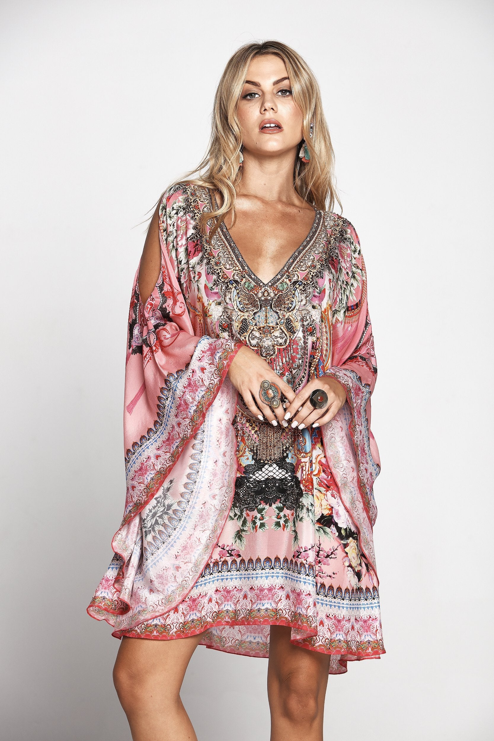 SKY BLUSH KAFTAN DRESS W SLIT