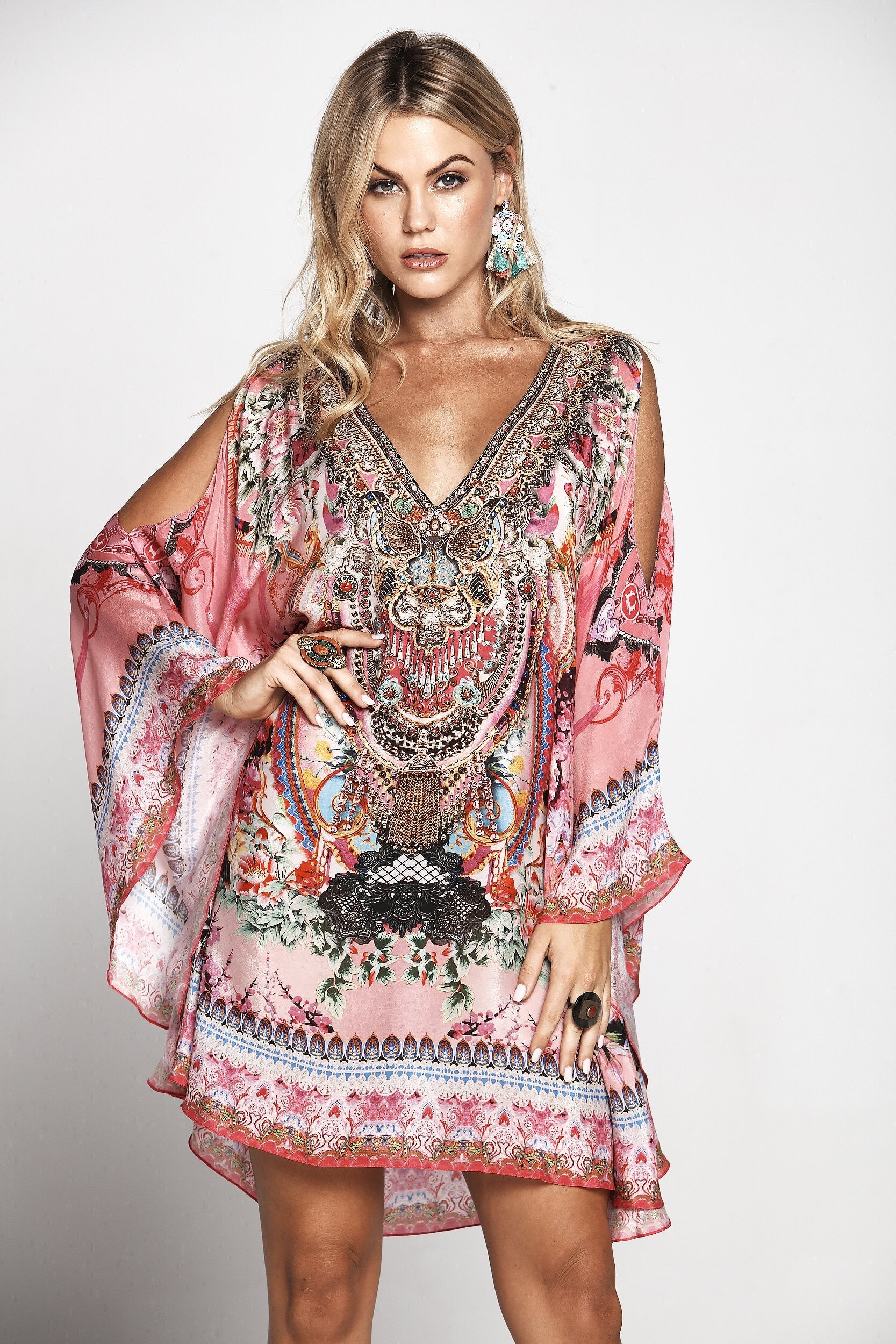 SKY BLUSH KAFTAN DRESS W SLIT