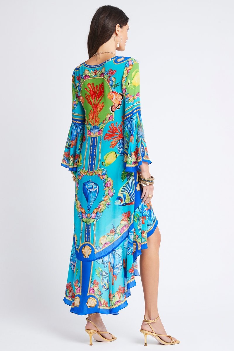 DEEP IN THE OCEAN HI LOW DRESS W SLEEVES - PRE ORDER - Czarina