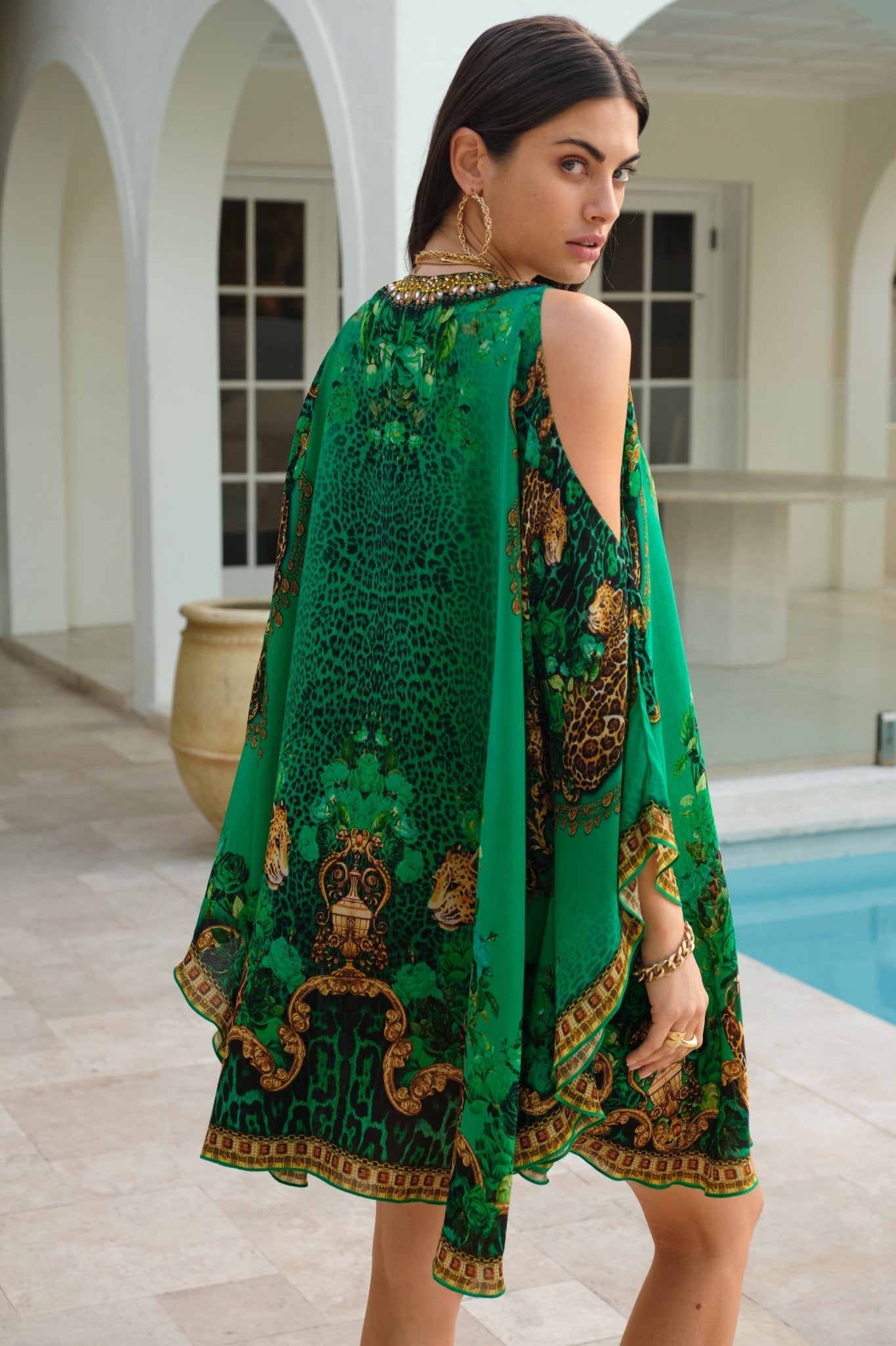 EMERALD LEOPARDESS KAFTAN DRESS - Czarina