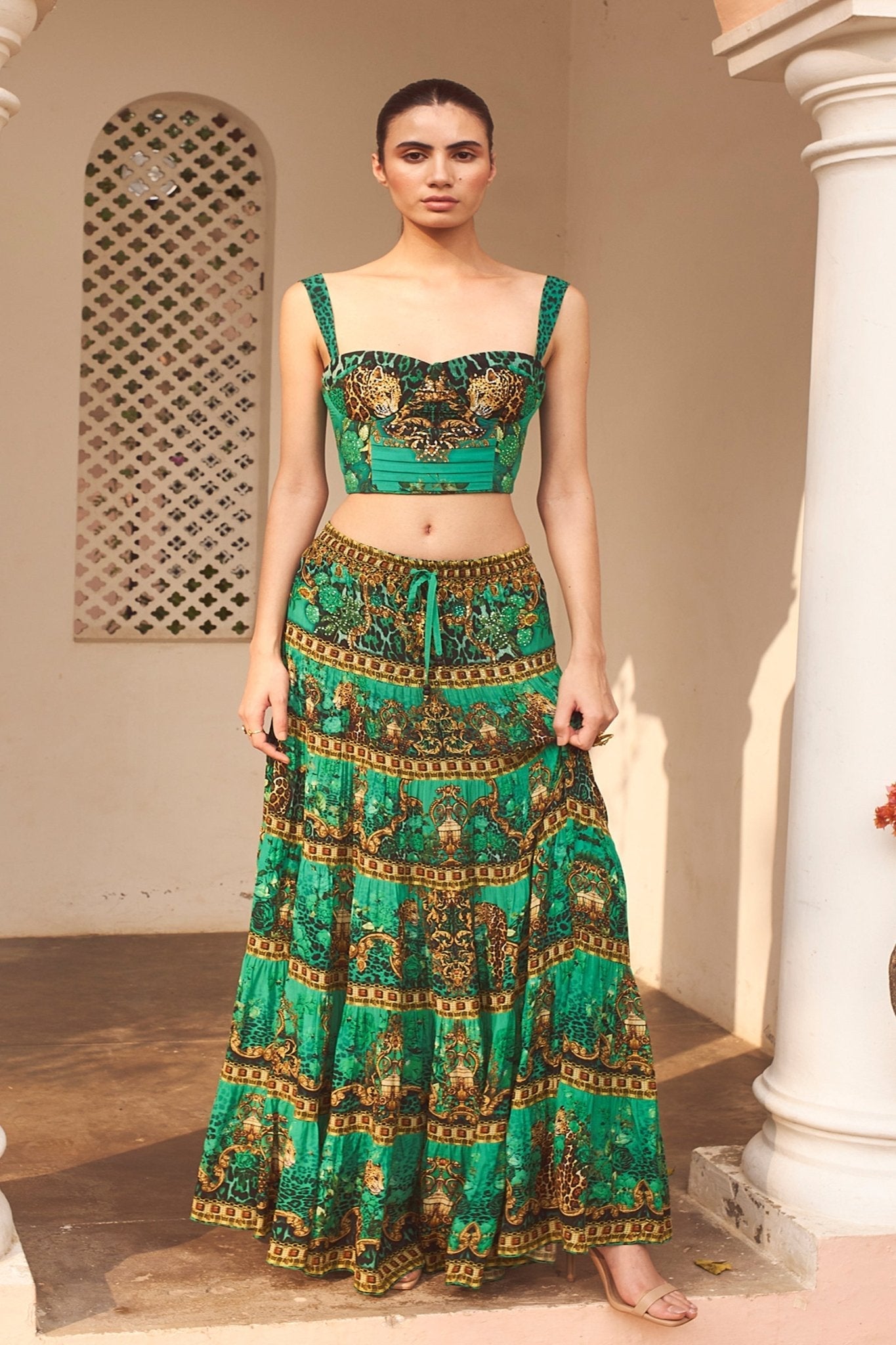 EMERALD LEOPARDESS MAXI SKIRT - Czarina