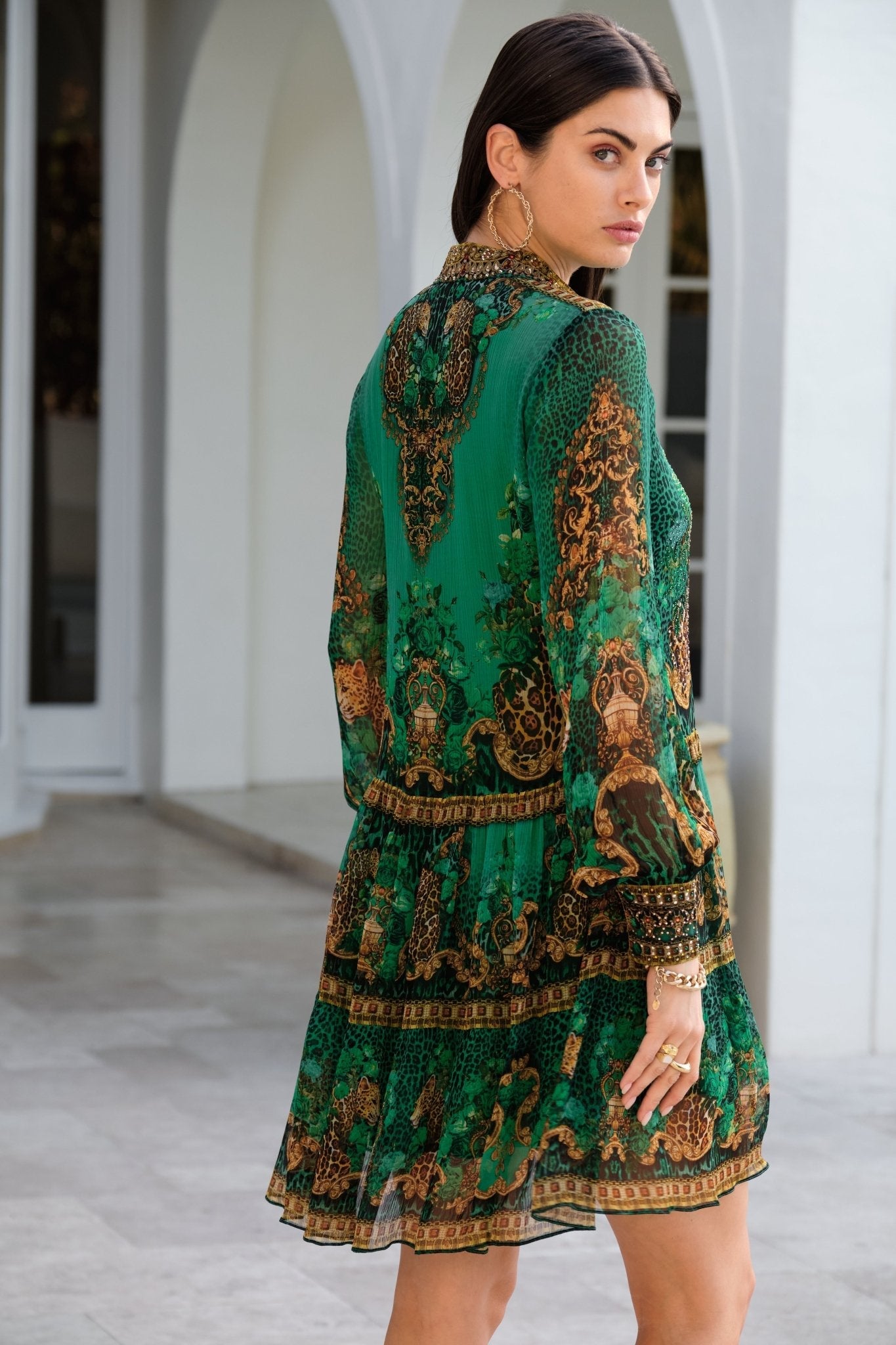 EMERALD LEOPARDESS SHIRT DRESS - Czarina