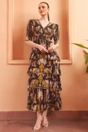 GOLDEN GIRL CROSS OVER MAXI DRESS - Czarina