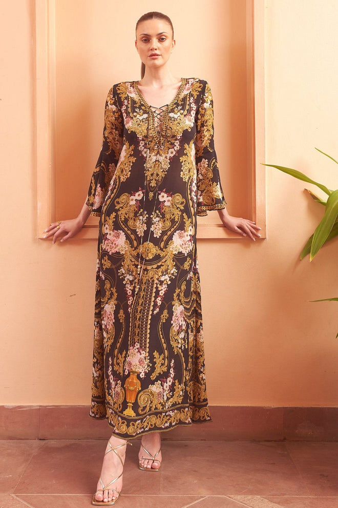 GOLDEN GIRL MAXI DRESS W SLEEVES - Czarina