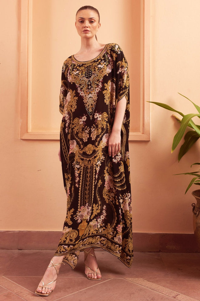 GOLDEN GIRL ROUND NECK LONG KAFTAN - Czarina