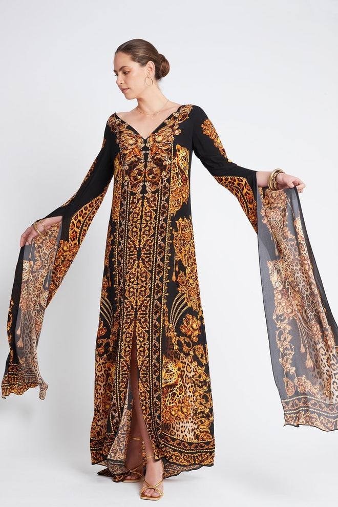 GOLDEN LADY MAXI DRESS W LONG SLEEVES - Czarina