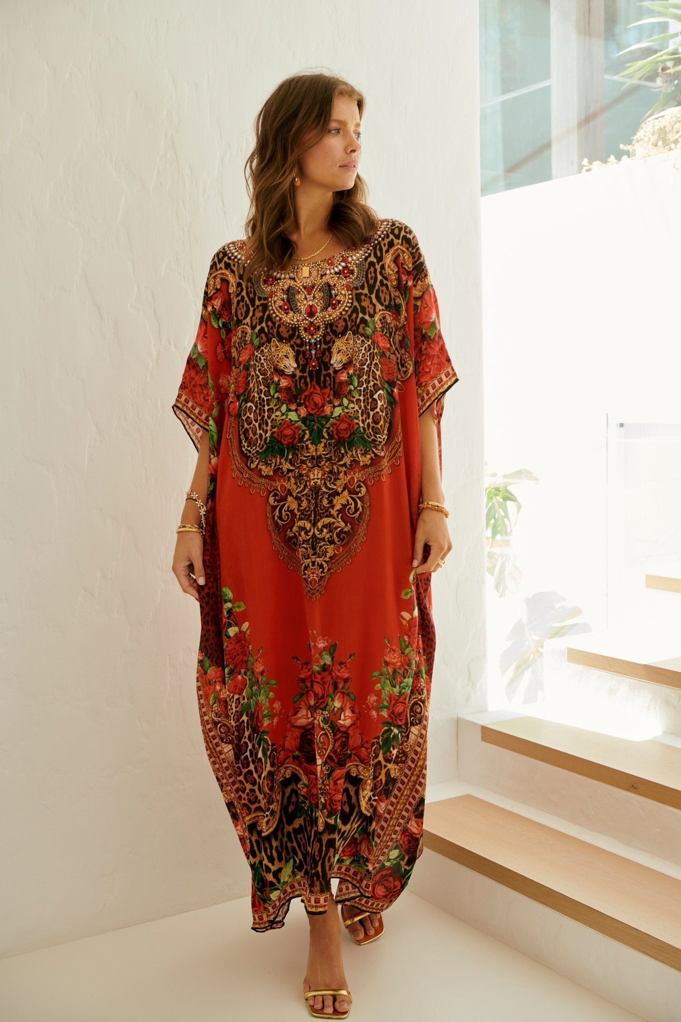 ROUGE ROUND-NECK LONG KAFTAN