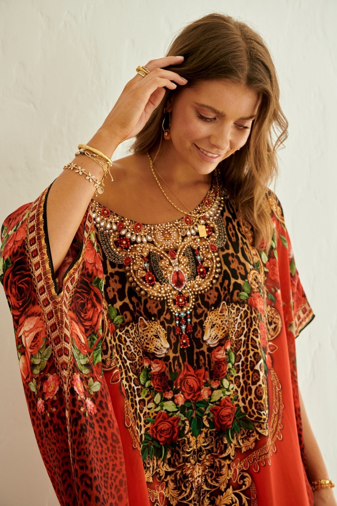 ROUGE ROUND-NECK LONG KAFTAN