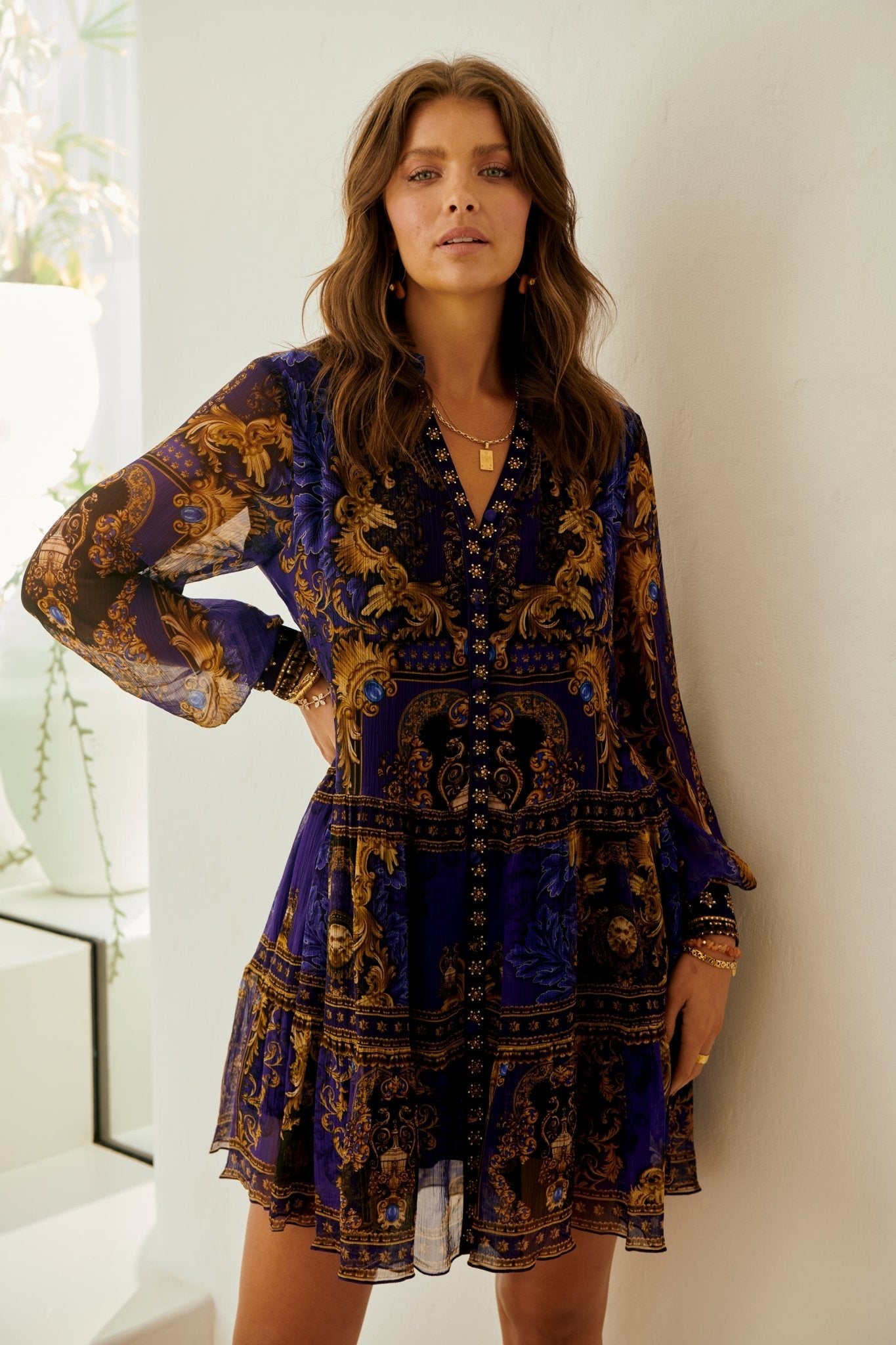 Midnight Blue Shirt Dress - Czarina