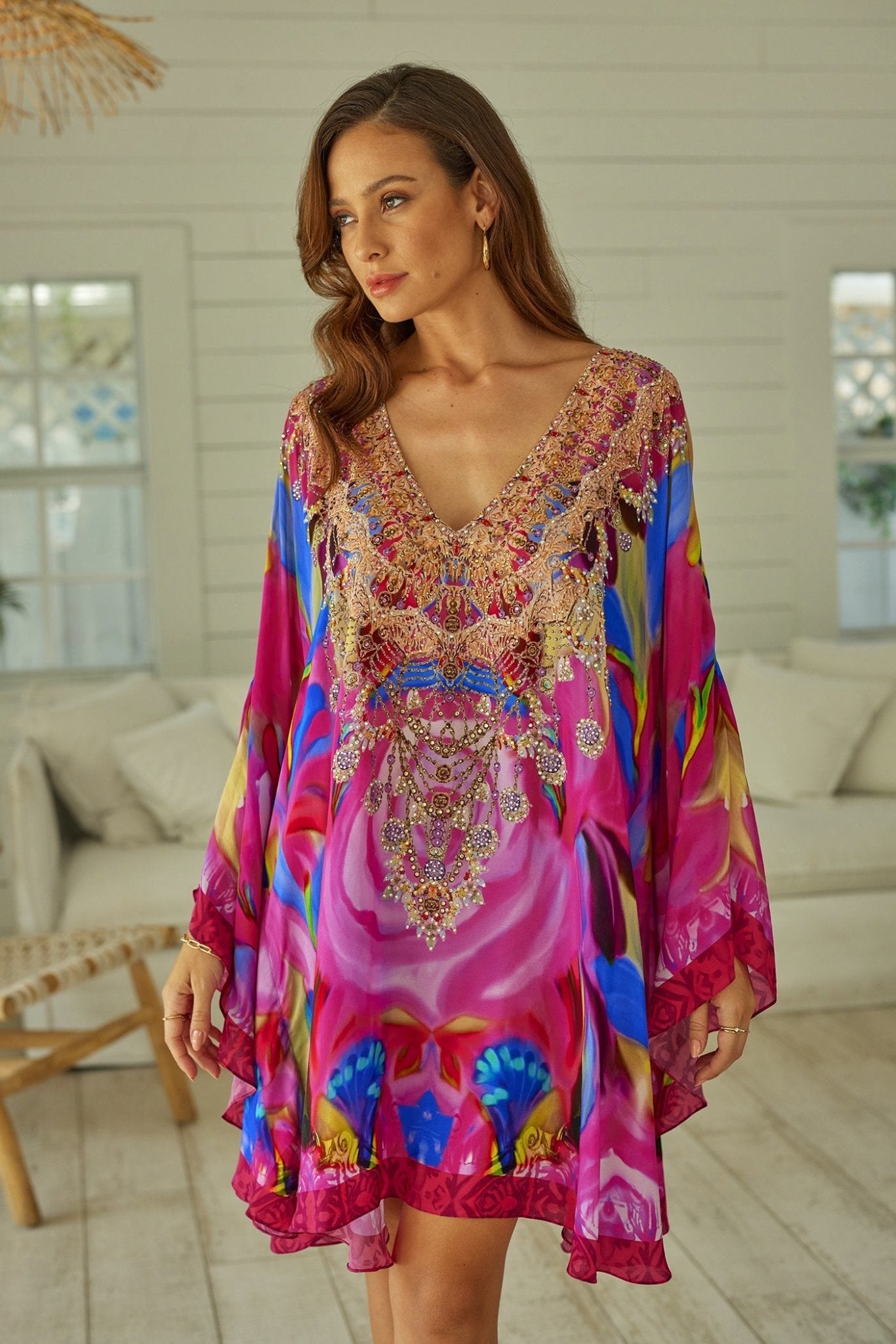 PINK ROSE KAFTAN DRESS - Czarina