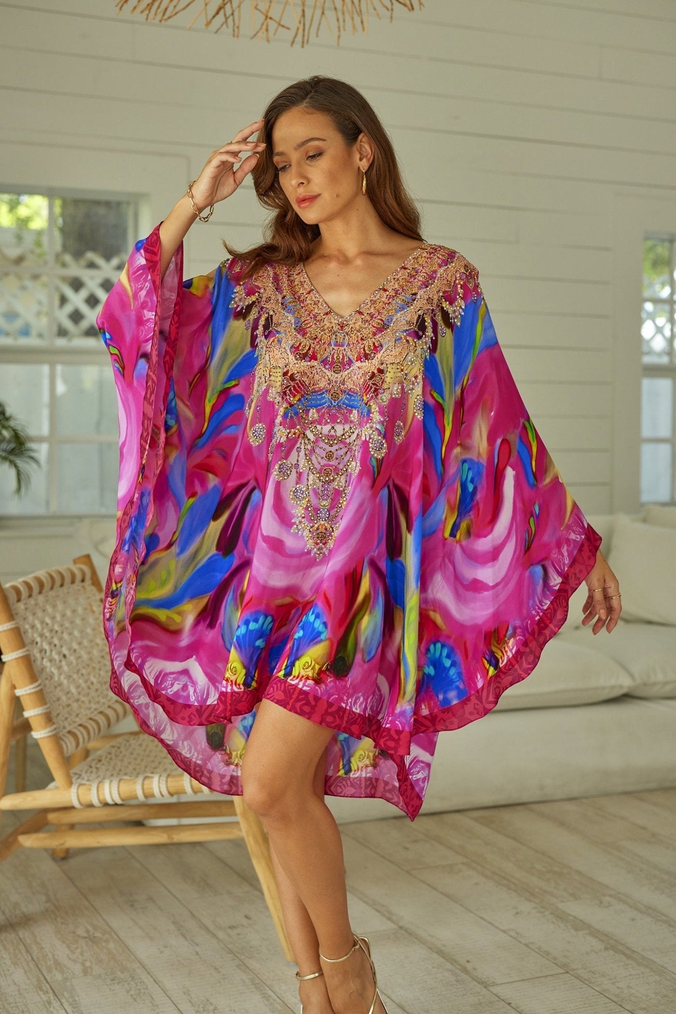 PINK ROSE KAFTAN DRESS - Czarina