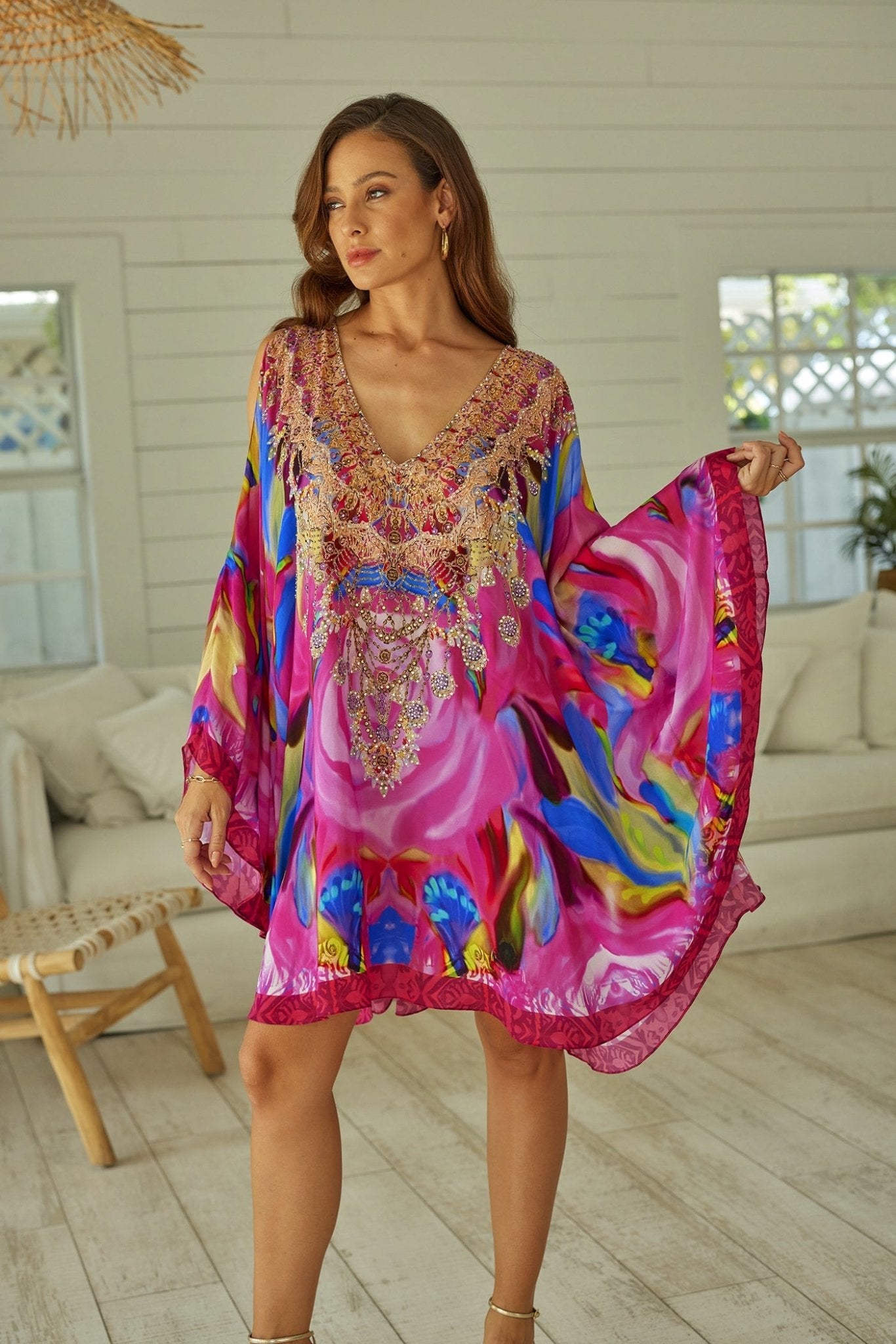 PINK ROSE KAFTAN DRESS - Czarina