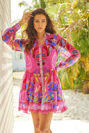 PINK ROSE SHIRT DRESS - Czarina